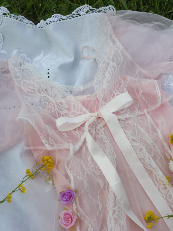 Pink lace overlay gown - Image 4